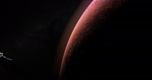 Spatial Station Approaching to Mars Planet