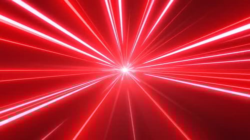 Fast Moving Laser Lights Tunnel of Red Neon Wormhole Stars Tunnel