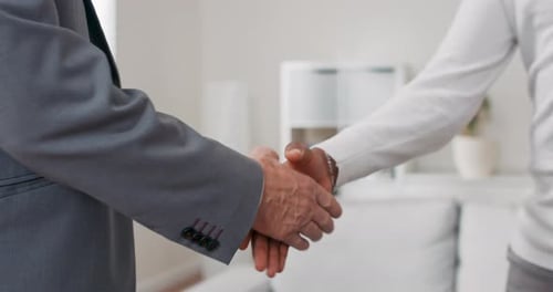 Business Deal in the Workplace: Close Up Handshake