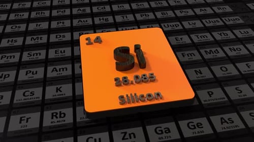 3D Animation of Silicon Element on Periodic Table