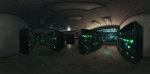 VR360 Network Server Room with Computers for Digital Tv Ip Communications