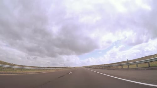 POV point of view -Driving East on interstate highway 76 in the Spring.