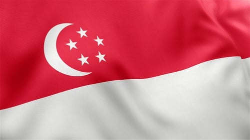 Waving Singapore Flag Animation with Realistic Fabric Texture