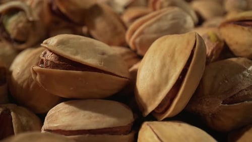Pile of Open Pistachios in Close Up Shot
