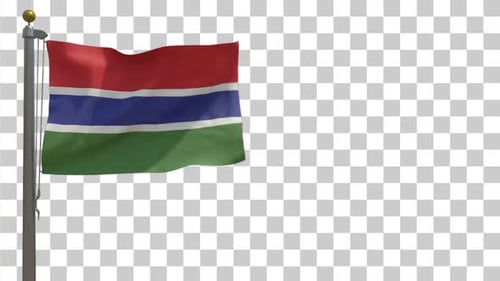 Realistic Waving Flag of The Gambia with Alpha Channel