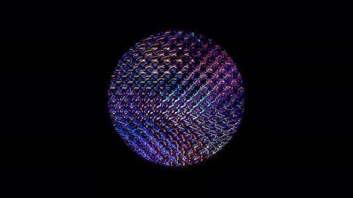animated round shape full color dots flashing lights, on a black background