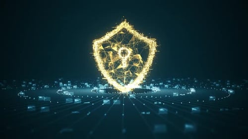 Futuristic Digital Shield with Key Logo Reveal