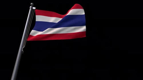 Realistic Waving Thailand Flag on Alpha Background