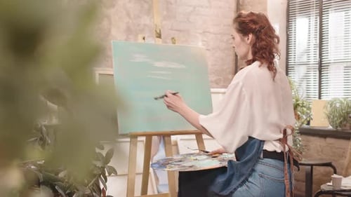 Woman Painting Abstract Art