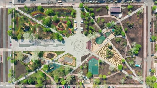 Schöne Aussicht auf Park, Luftaufnahme, Modernes Stadtbild