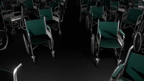 3D Animation of Empty Wheelchairs Moving