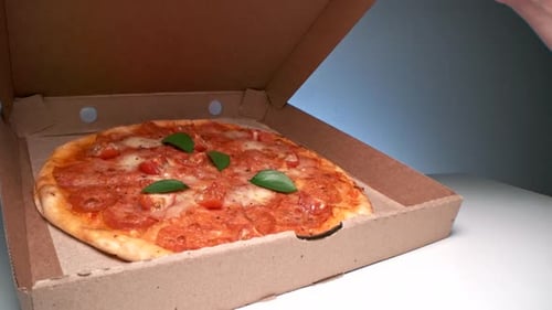 Opening Box With Pizza