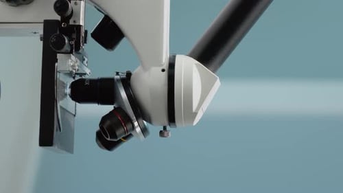 Vertical Video Scientific Microscope in Professional Research Laboratory