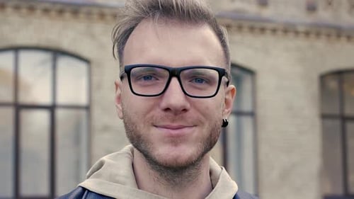Adult Man Smiling Wearing Glasses