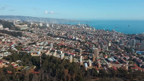 Viña del Mar City And Commune At Daytime In Valparaiso, Chile. - aerial