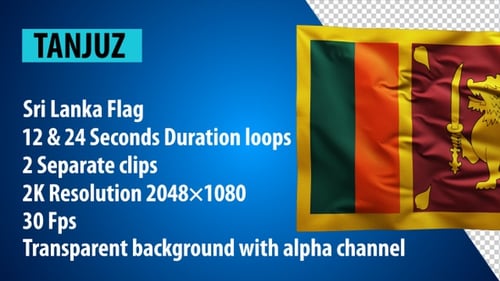 Sri Lanka Flag Waving Animation With Alpha Channel