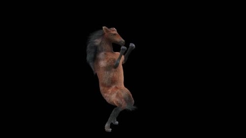 Animated 3D Horse Rearing Loop with Alpha Channel