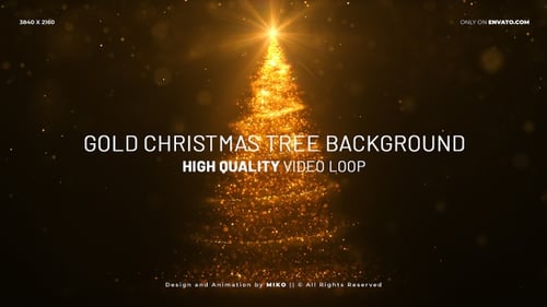 Shimmering Golden Particle Christmas Tree Animation