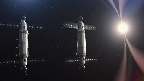 un vaisseau spatial se déplace dans l'espace.