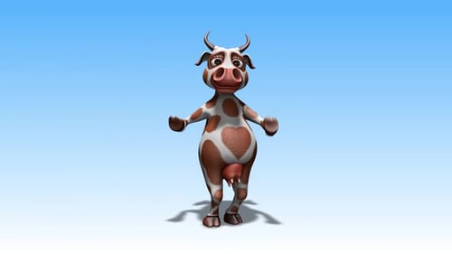 Happy Dancing Cartoon Cow Character Loop Animation
