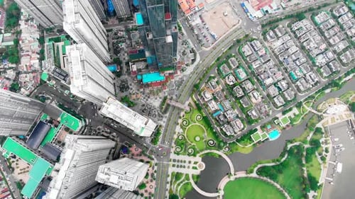 Aerial Take a Beautiful View of the Big City From a Bird's Eye View with Skyscrapers or Tall