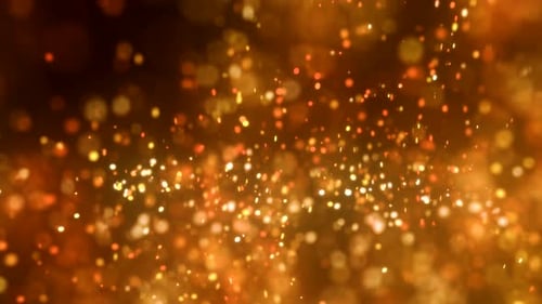 Festive Golden Glittering Bokeh Particles Background