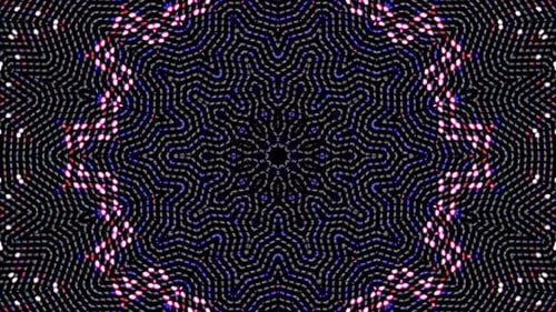 colorful circular point wave of glowing points of light on black background