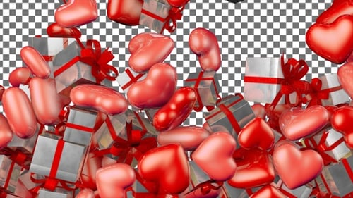 Falling Hearts and Gift Boxes Celebration Animation