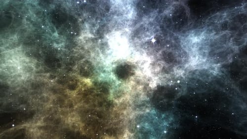 Animated Journey Through Colorful Space Nebula with Twinkling Stars