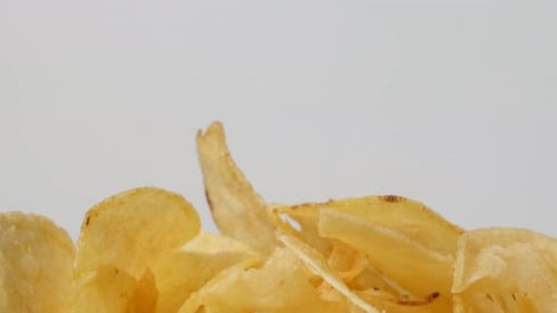 Close Up of Crispy Golden Potato Chips
