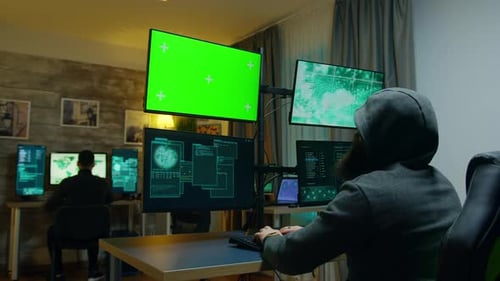 People Working at Computers with Multiple Monitors