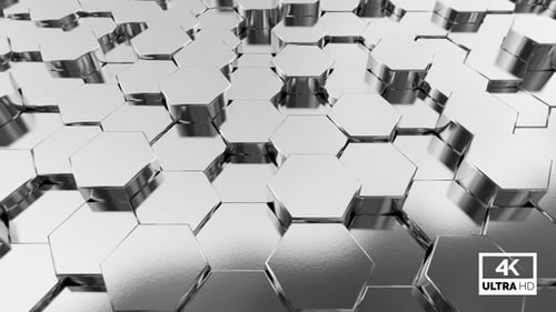 Abstract Metallic Hexagon Grid Undulating Loop Background