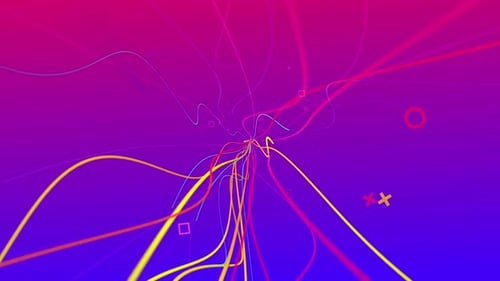Abstract Flowing Lines with Geometric Shapes Background Animation