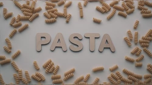 Pasta Spelled Out with Spiral Pasta Border