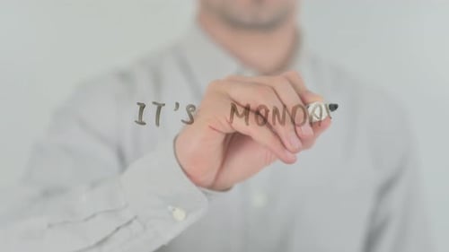 Writing It's Monday on Transparent Glass