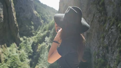 Tourisum in Trigrad, Shiroka Laka, Bulgaria. Happy Women Enjoy Bulgarian Vacation Holiday in Europe