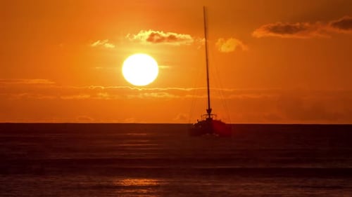 Sunset Time-Lapse Ocean Sailboat