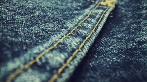 Macro Shot of Detailed Denim Fabric Texture