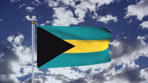 The Bahamas National Flag Waving in Wind Animation