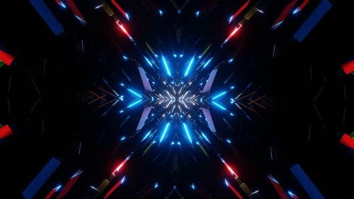 Vj Loop Flying Through the Neon Lights of a Sparkling Tunnel
