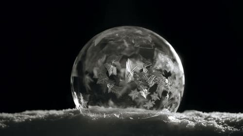 Freezing Christmas Ice Ball with Flying Snow Flakes