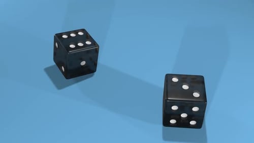 Dados caindo na mesa de jogo.