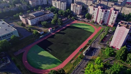 Aerial View of Small Soccer or Football Stadium