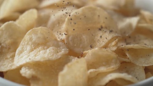 Potato Chips Sprinkled with Salt and Pepper