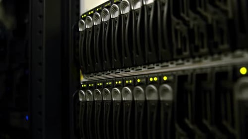 Green lights blinking on servers