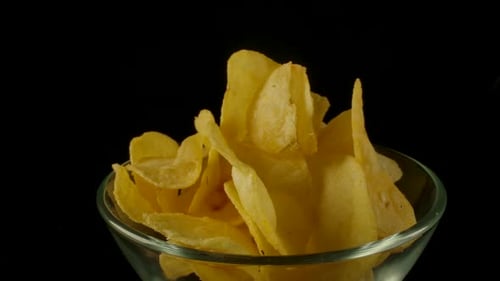 Bowl of Potato Chips Close Up Studio Shot