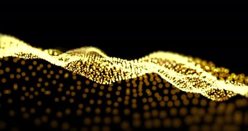 Abstract Golden Particle Wave Digital Motion Background