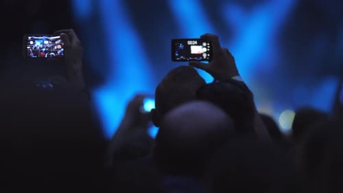 Crowd Recording Concert with Phones at Night