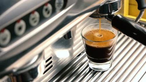 Brewing Espresso Pouring into Glass