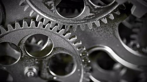 Rusty Vintage Metal Gears Close Up Working